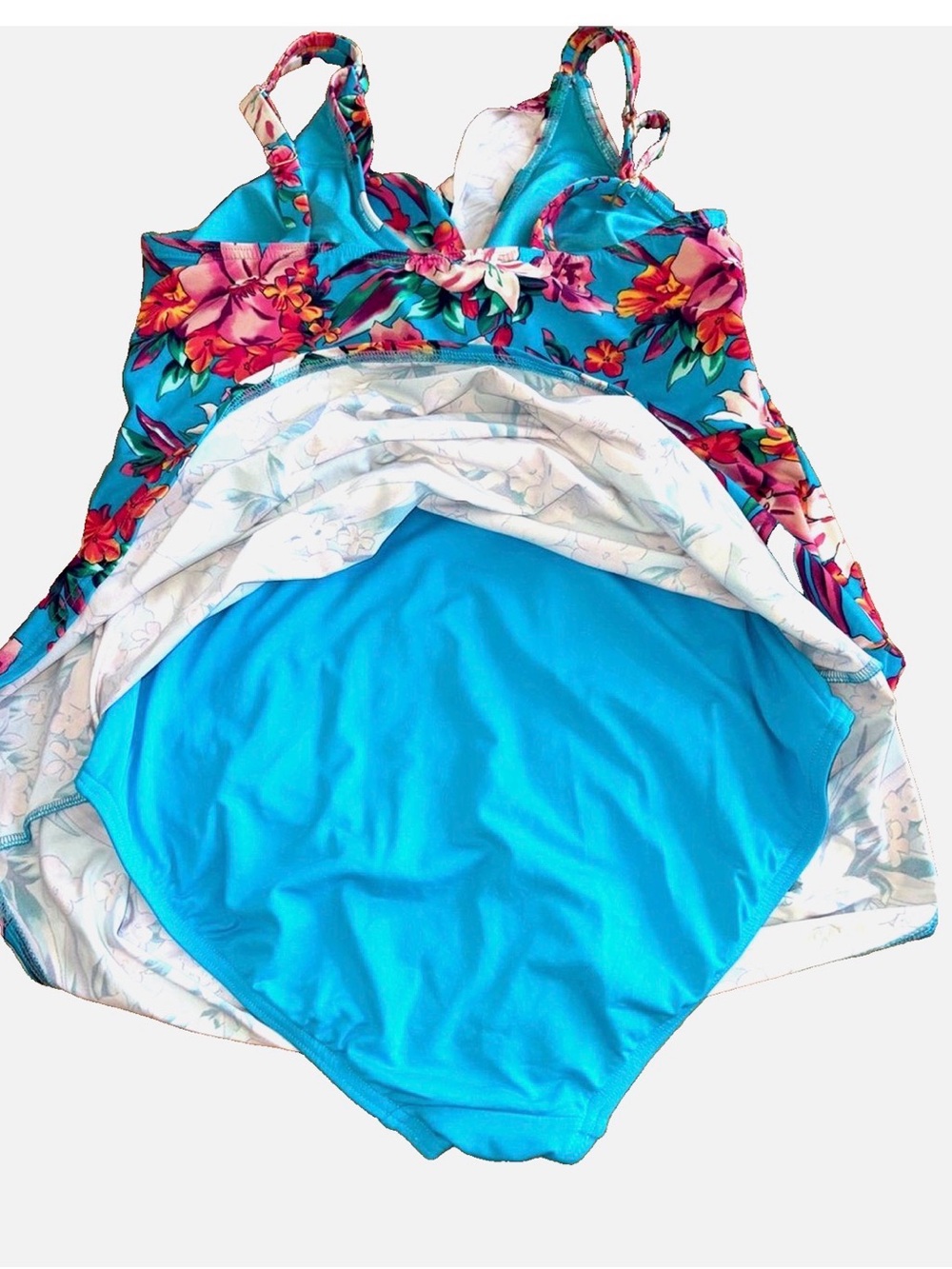 Lands’ End Floral Swim Dress One Piece Swimsuit Size 10-12 Tummy Control - Picture 14 of 15